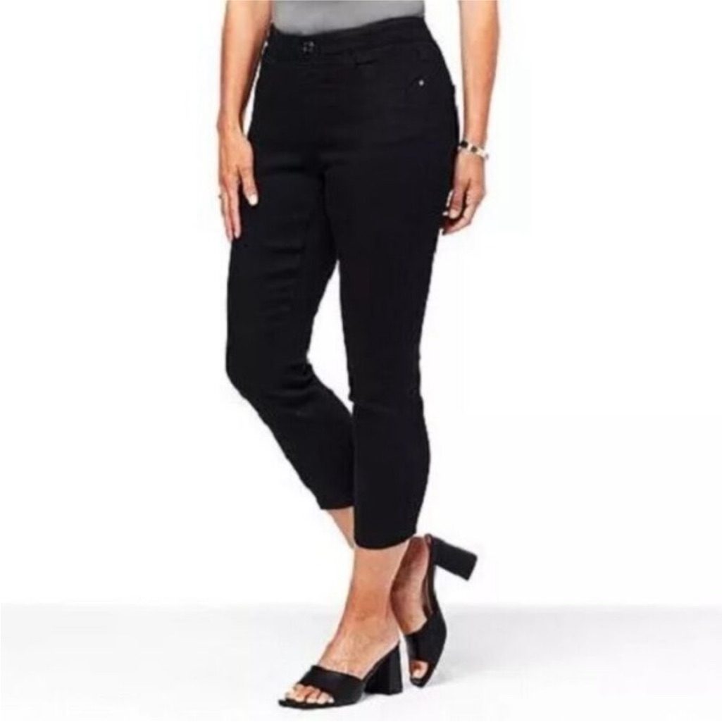 Nwt Women's Skinnygirl Pull-On Mid-Rise Crop Skinny Jeans 5pocket Black 18wt